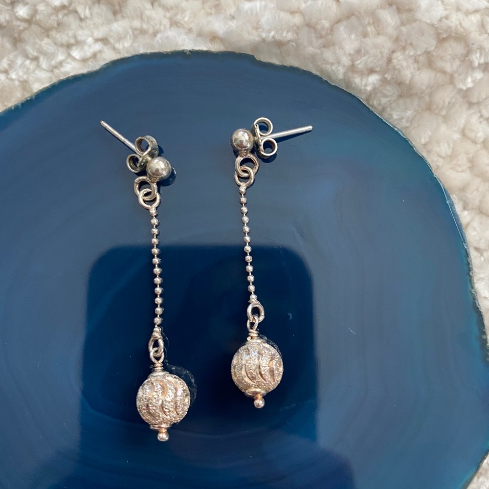 Solid Sterling Silver Drop Earrings - image 4